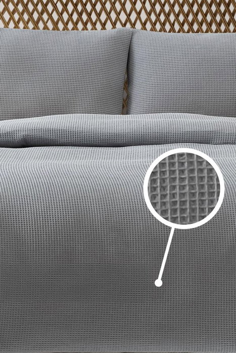 L'essentiel linge de maison Manta de doble piqué Waffle - Gris